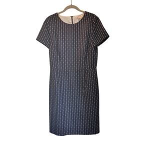 Brooks Brothers Women's Sz 10 Navy Blue White Wool Blend Career Sheath Dress